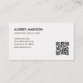 Photo Bold Modern QR Code White Business Card Visitenkarte (Rückseite)