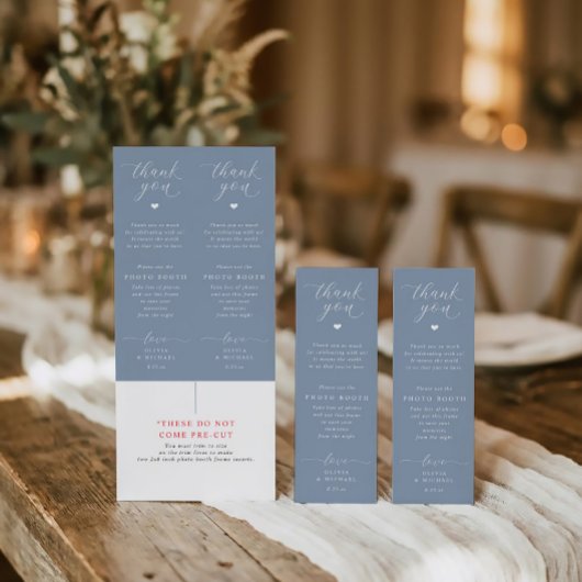 Photo Booth Inserts Dusty Blue Wedding Favors