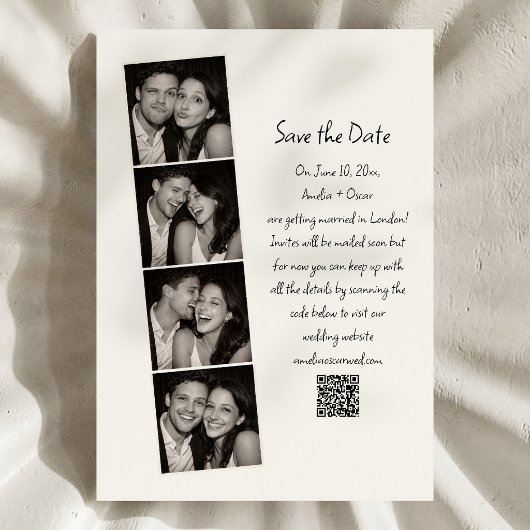 Photo Booth Strip Handwritten Script Wedding Fun  Save The Date