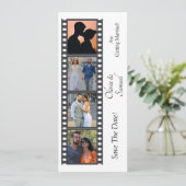 Photo Booth Style Save The Date  Black White Card (Stehend Vorderseite)