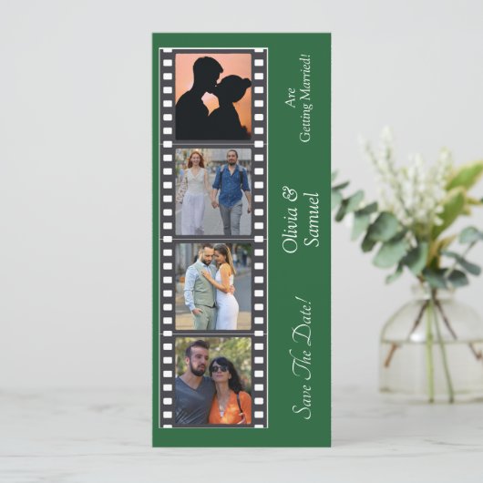 Photo Booth Style Save The Date Flat Card (Stehend Vorderseite)