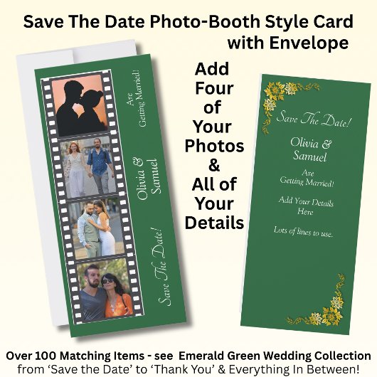Photo Booth Style Save The Date Flat Card