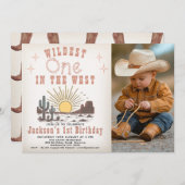 Photo Brown Widest One In The West 1st Birthday Einladung (Vorne/Hinten)