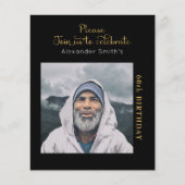 Photo Budget 60th Birthday Invitation Black Gold (Vorderseite)