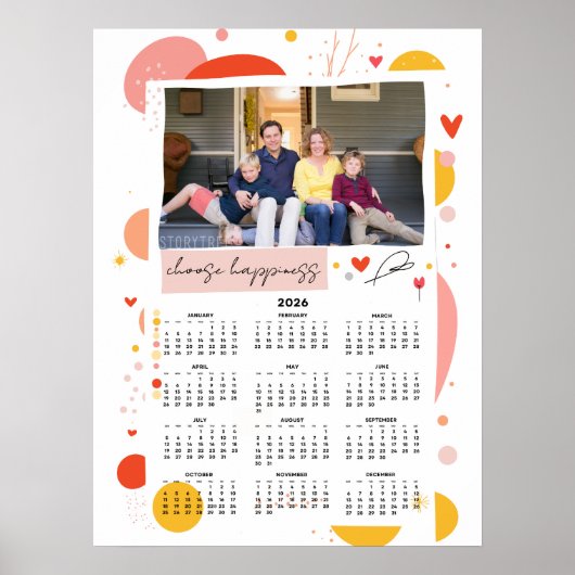 Photo Calendar 2026 Choose Happiness Poster 18x24 (Vorne)