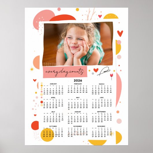 Photo Calendar 2026 Every Day Counts Poster 18x24 (Vorne)