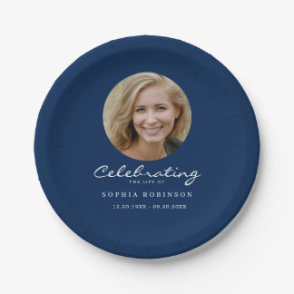 Photo Celebration of Life Funeral Memorial Blue Pappteller