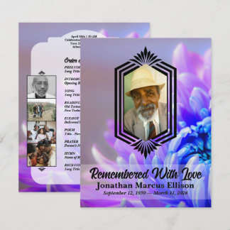 Photo Celebration of Life with Blue Chrysanthemum Einladung