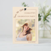 Photo champagne Graduation party Save the Date (Stehend Vorderseite)