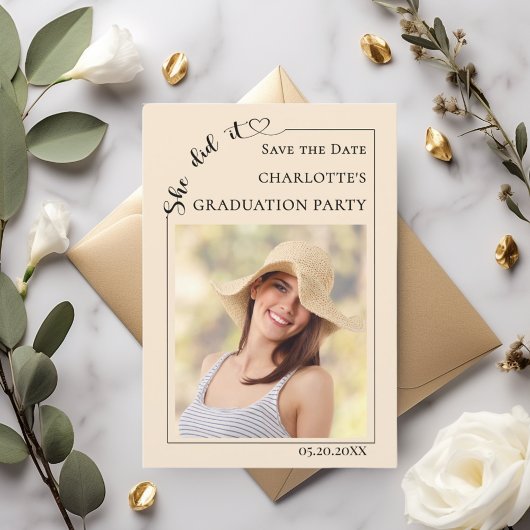 Photo Champagne Graduation party Save the Date