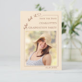 Photo Champagne Graduation party Save the Date (Stehend Vorderseite)