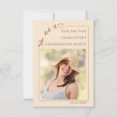 Photo Champagne Graduation party Save the Date (Vorderseite)