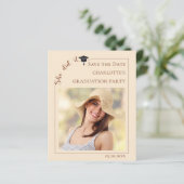 Photo Champagne Graduation Save the Date card (Stehend Vorderseite)