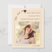 Photo Champagne Graduation Save the Date card (Vorderseite)
