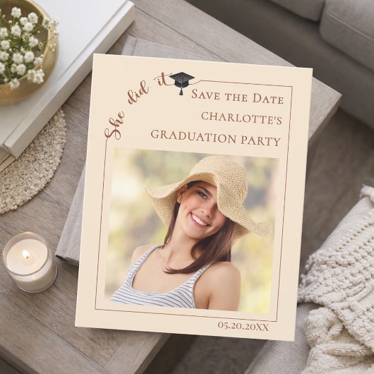 Photo Champagne Graduation Save the Date card