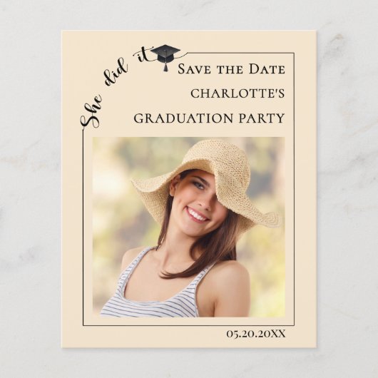 Photo Champagne Graduation Save the Date Flyer (Vorne)