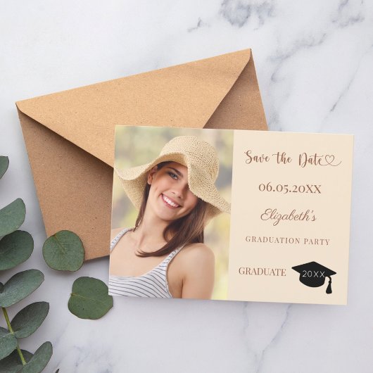 Photo champagne mocha Graduation Save The Date