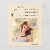Photo Champagne modern Graduation Save the Date Flyer (Vorne)