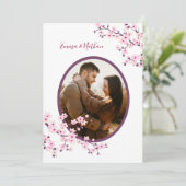 Photo Cherry Blossom Pink White Wedding Einladung (Stehend Vorderseite)