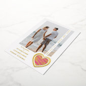 Photo Chic Elegant Hot Pink & Golden Heart Couple Folieneinladung (Gedreht)