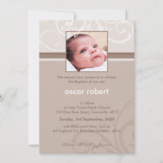 PHOTO CHRISTENING INVITES :: charity 1P Einladung (Vorderseite)