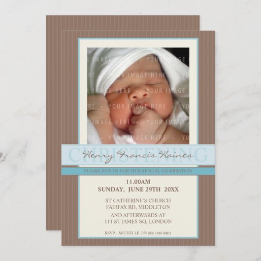 PHOTO CHRISTENING INVITES :: elegance 1 Einladung (Vorne/Hinten)