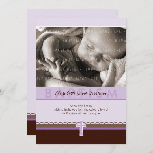 PHOTO CHRISTENING INVITES :: pure 1 P Einladung (Vorne/Hinten)