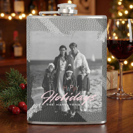 Photo christmas Happy Holiday vinyl wrapped  Flask Flachmann