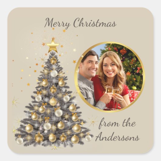 Photo Christmas Sticker - Elegant Style (Vorderseite)