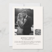 Photo classic black and ivory QR code RSVP wedding Einladung (Rückseite)