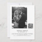 Photo classic black and white QR code RSVP wedding Einladung (Rückseite)