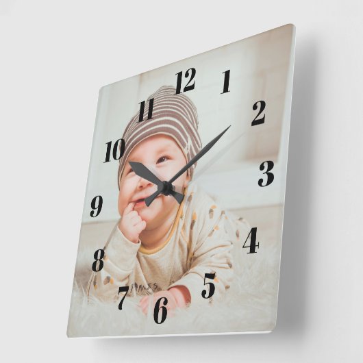 Photo Clock Custom Wall Clock Add Your Own Photo Quadratische Wanduhr (Winkel)