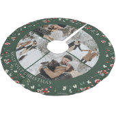 Photo Collage Berry Pattern Green Polyester Weihnachtsbaumdecke (Schrägansicht)