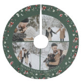 Photo Collage Berry Pattern Green Polyester Weihnachtsbaumdecke (Vorderseite)