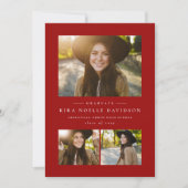 Photo collage classic red graduation announcement (Vorderseite)