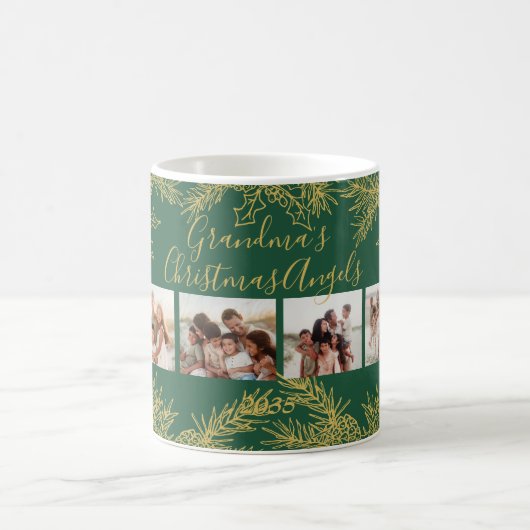 Photo Collage Custom Elegant Grandma's Christmas Kaffeetasse (Mittel)