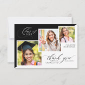 Photo Collage Elegant Graduation  Dankeskarte (Vorderseite)