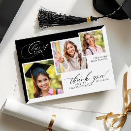 Photo Collage Elegant Graduation  Dankeskarte