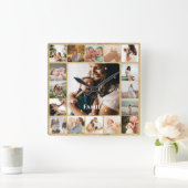 Photo Collage Family Simple Frame Quadratische Wanduhr (Zuhause)