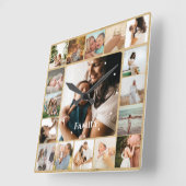 Photo Collage Family Simple Frame Quadratische Wanduhr (Winkel)