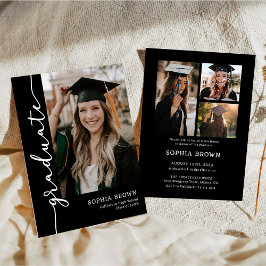 Photo Collage Graduate Graduation Party Invitation Einladung