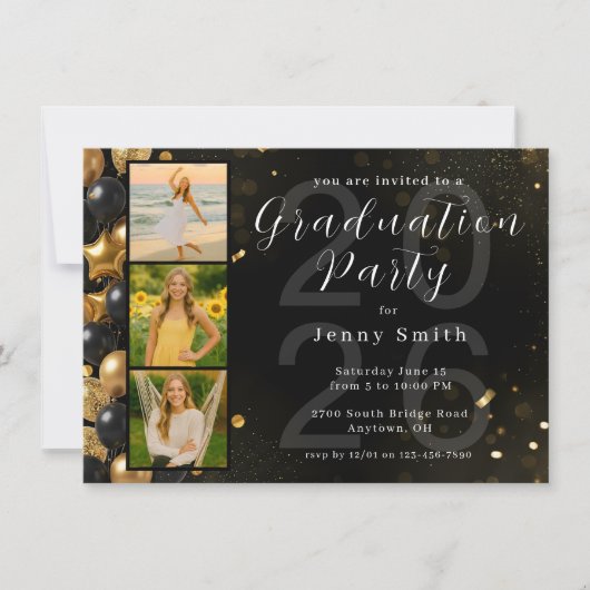 Photo Collage Graduation Party Invitation Einladung (Vorderseite)