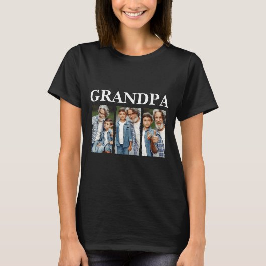 Photo Collage Grandpa D Gift T-Shirt (Vorderseite)