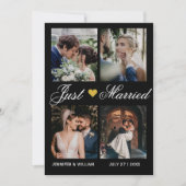 Photo Collage Just Married Wedding Announcement Einladung (Vorderseite)