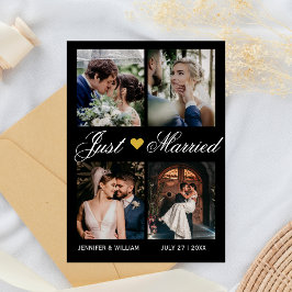 Photo Collage Just Married Wedding Announcement Einladung