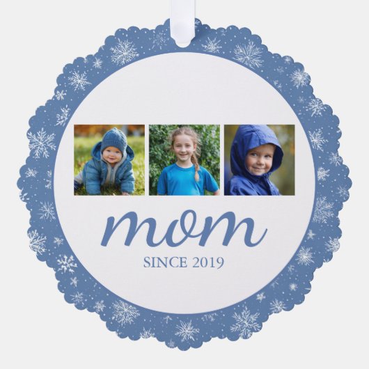 Photo Collage Mom Christmas Ornament Card Karte (Vorderseite)