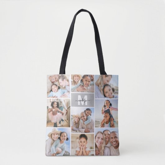 Photo Collage Monogram Picture Tasche (Vorderseite)