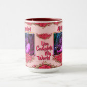 Photo Collage Name Valentine's Day Floral Coffee Tasse (Zentrum)