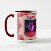 Photo Collage Name Valentine's Day Floral Coffee Tasse (Links)