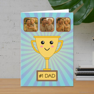 Photo Collage Number 1 Dad Trophy Karte